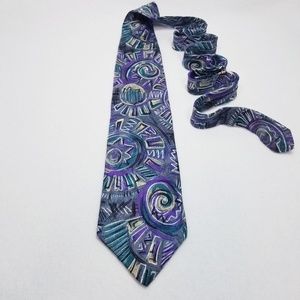 Oleg Cassini Abstract Print Necktie - EUC